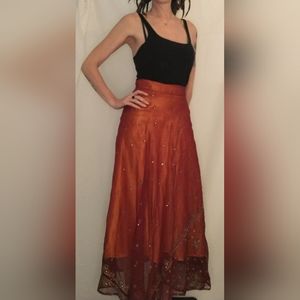 Vintage Indian Bollywood Women Long Wrap Around  Skirt M
